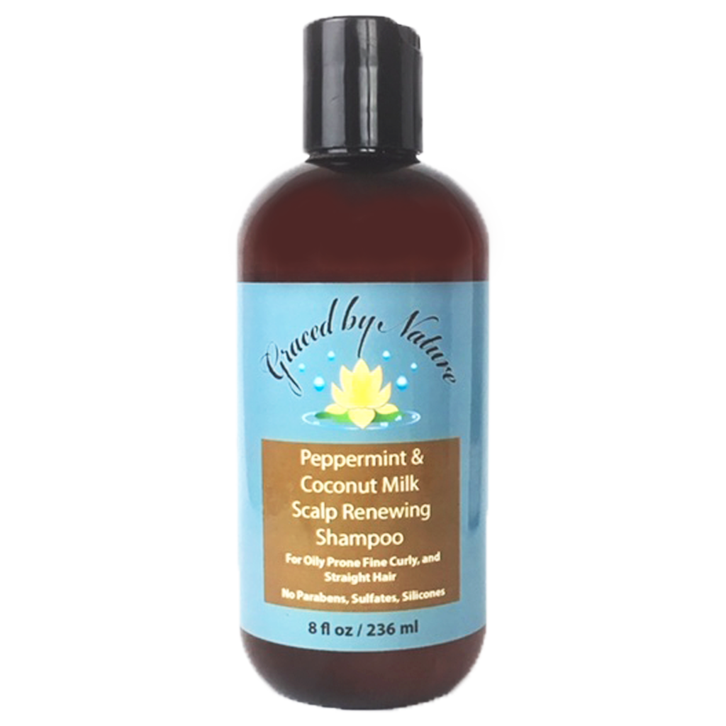 Peppermint & Coconut Milk Scalp Renewing Shampoo (8oz Naturally Oily Prone Type 1-3 Hair)